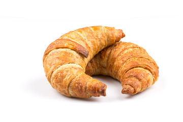 Croissant over white background