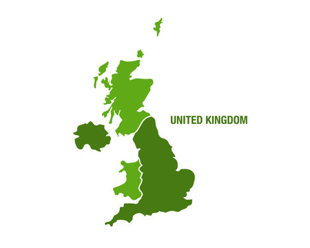 United Kingdom map in green color