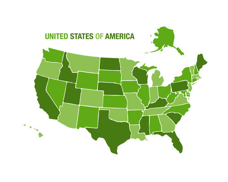 USA map illustration in green color