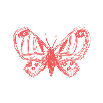 Vector illustration of a creative butterfly sketch icon