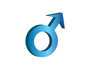 Male symbol in blue 3d