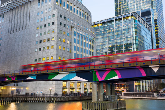 Office building background in Canary Wharf, London