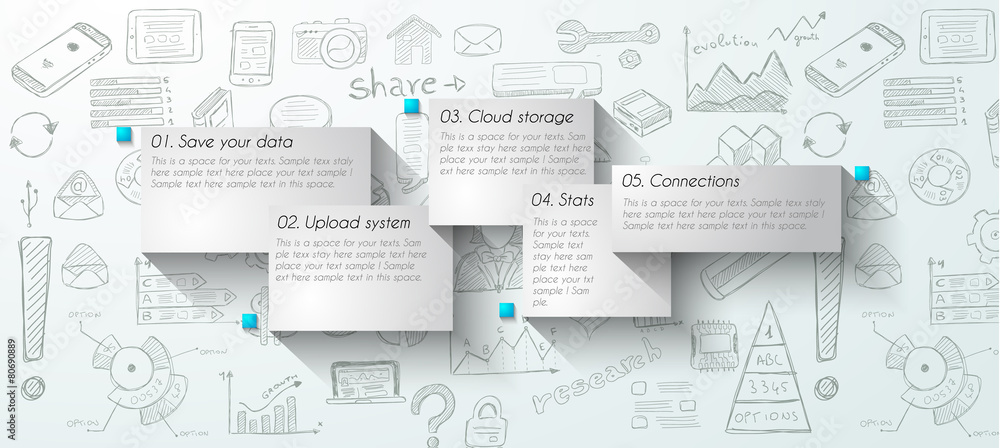 Poster infographic teamwork and brainstorming with flat style.