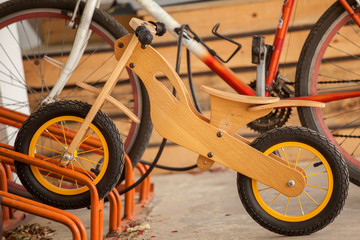 Fototapeta premium wooden bicycle at bicycle parking
