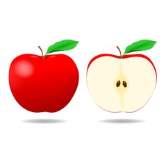 Red Apple and a half - Illustration