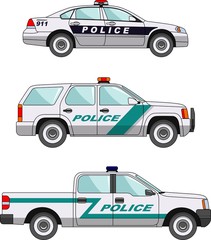 Police car on a white background in a flat style
