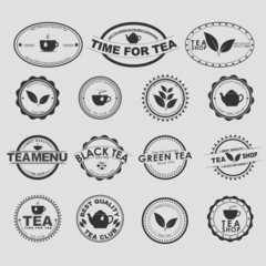 Obraz premium Set of vintage tea logos