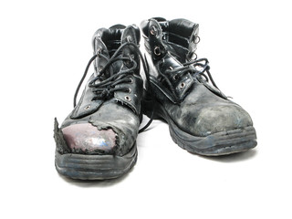 worn safety boots
