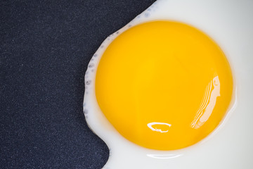 Raw egg in a frying pan