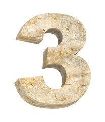 Number from sandstone alphabet set isolated over white.