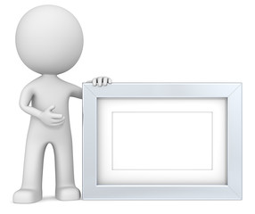 Steel Frame.The dude 3D character. Metal, Copy Space.