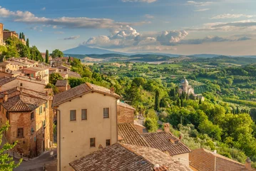 Fotobehang Toscane Landschap van de Toscane gezien vanaf de muren van Montepulciano, I