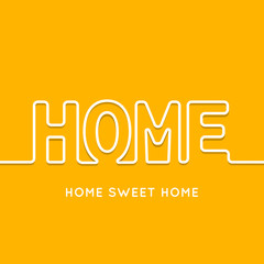Home icon with shadow in orange background. Vector illustration