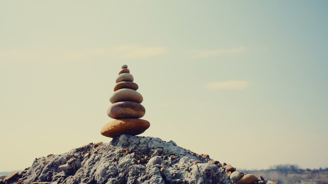 Stones balance, stability concept on rocks.