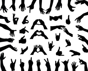 Silhouettes of hands, vector