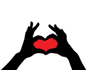 Silhouettes of hand which indicates heart,vector