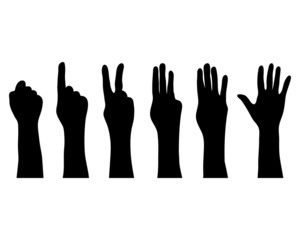 Silhouettes of hands which count , vector