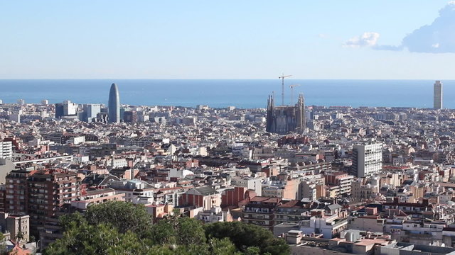 Skyline city Barcelona Sagrada Familia