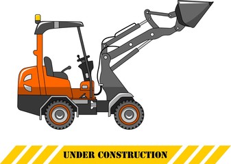 Skid steer loader. Heavy construction machine. Vector