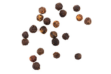 Black pepper seeds on white