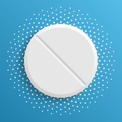 The white pill on a blue background. Vector Illustration.