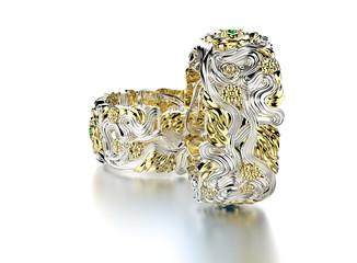 Golden Engagement Ring with Diamond