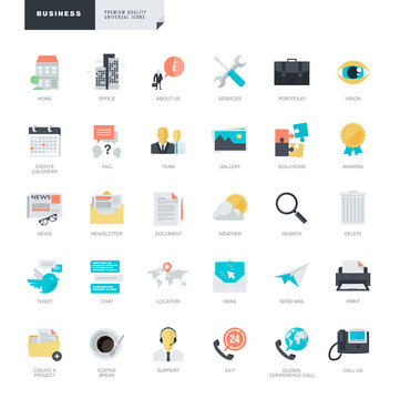 Flat design business icons for graphic and web designers