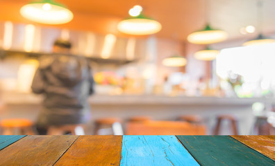 Coffee shop blur background with bokeh image.