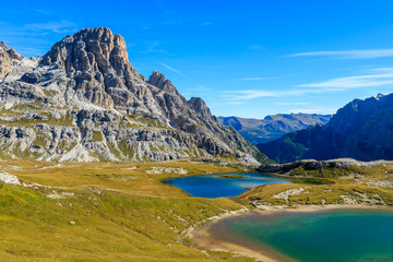 Beautiful lake in Tre Cime National Park, Dolomites Mountains