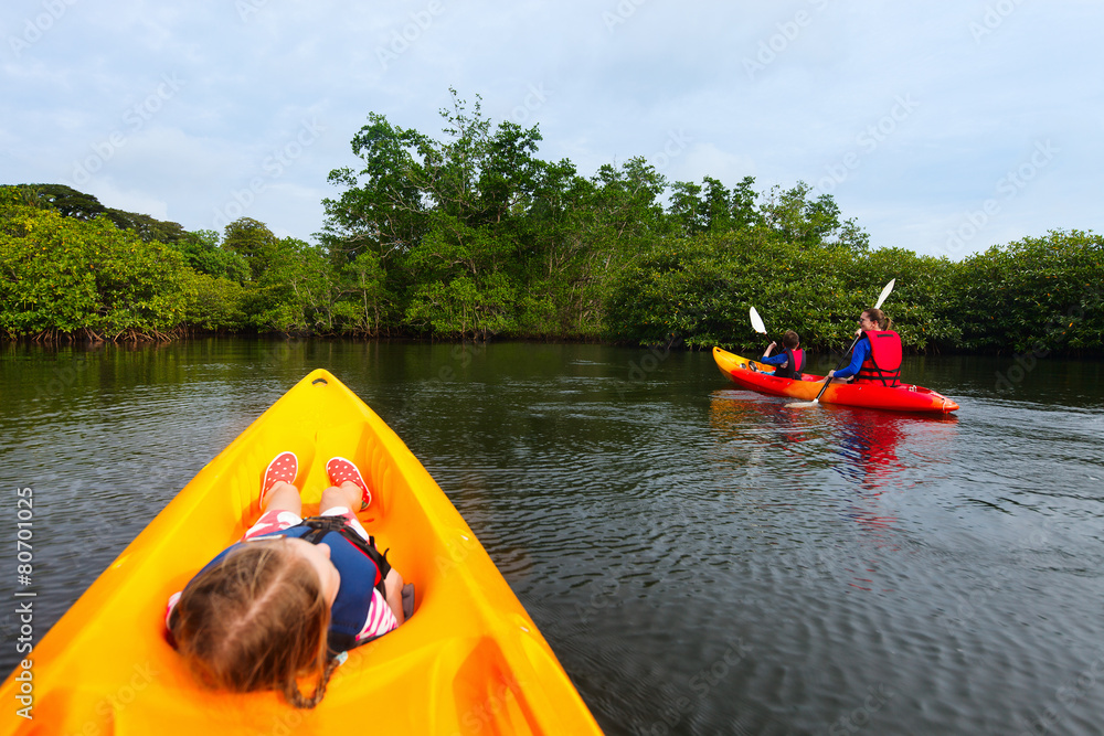 Sticker Family kayaking in mangroves