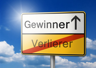 Gewinner Verlierer Schild