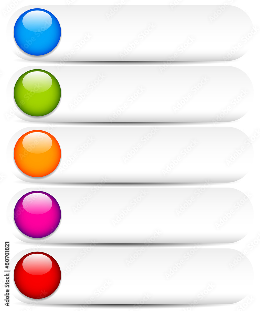 Poster Blank White Buttons with Glossy, Colorful Circles. Buttons for U