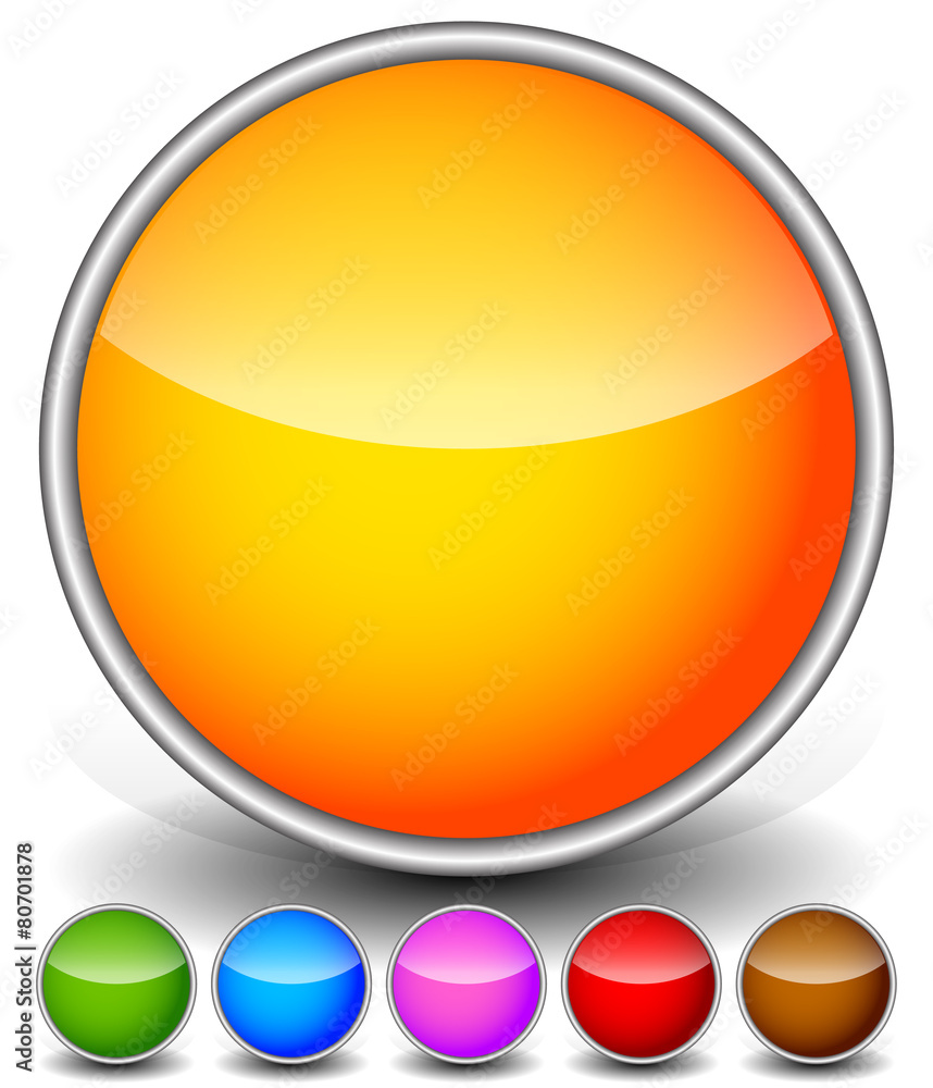 Aufkleber Colorful, Bright Circle Icons with Empty Space and Glossy Effect