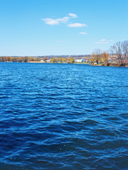 Big city reservoir at springtime