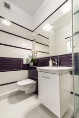 Fototapeta na wymiar Modern bathroom in white and violet style