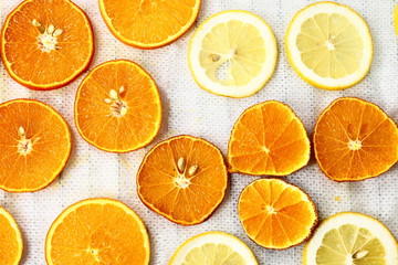 Sliced orange and lemon