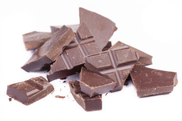 Dark chocolate isolated on white background