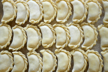 Dumplings on the kitchen board