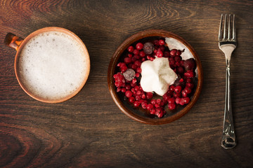 Coffee and berries desert