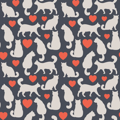 Vector seamless pattern with cats