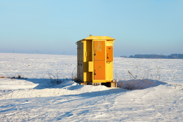 Transforming station in winter outdoors
