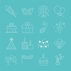 Birthday line icon set