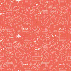 Shopping line icon pattern set