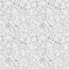 Kitchen line icon pattern set