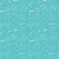 Shopping line icon pattern set