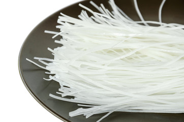 Asian food, close up dried rice noodles