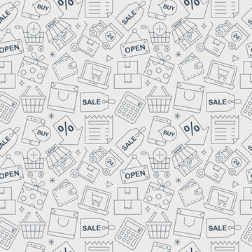 Shopping Line Icon Pattern Set