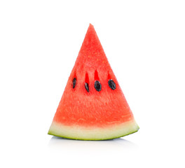 Sliced ripe watermelon isolated on white background - obrazy, fototapety, plakaty