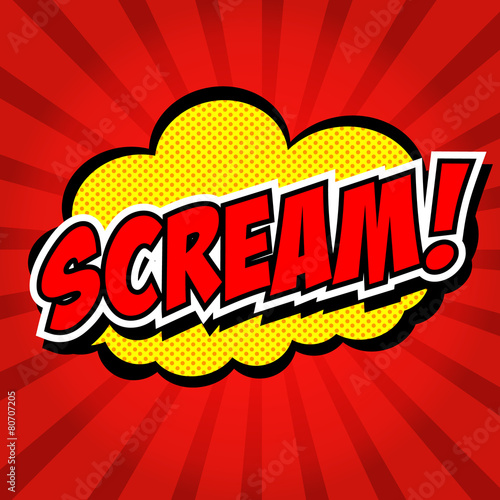 "Scream! Comic Speech Bubble, Cartoon." Stock image and royalty-free