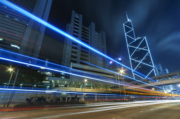 Fototapeta na wymiar Night Traffic in Hong Kong